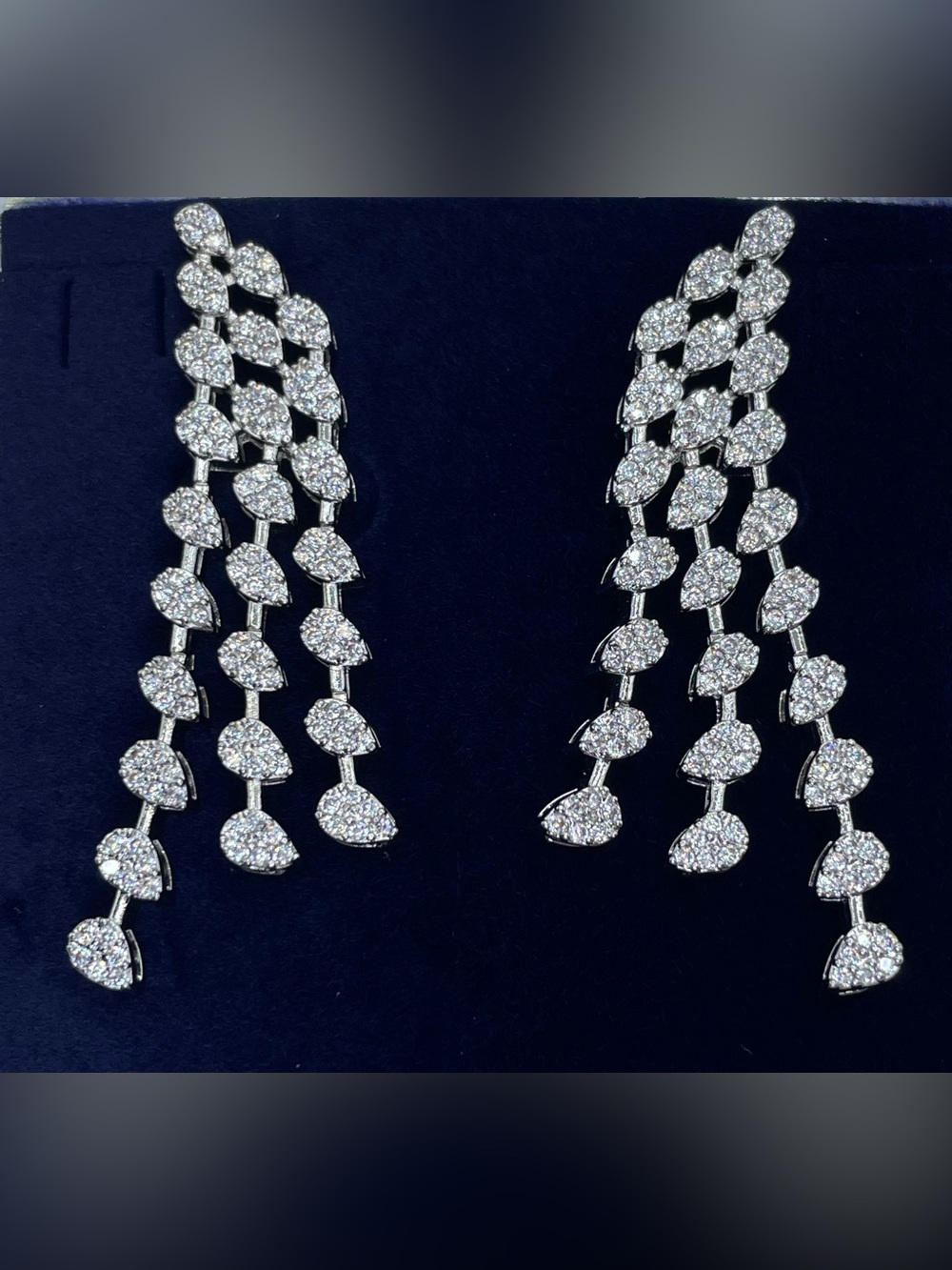 Swarovski Crystal Elements White Crystal Bridal Waterfall Dangle Earrings
